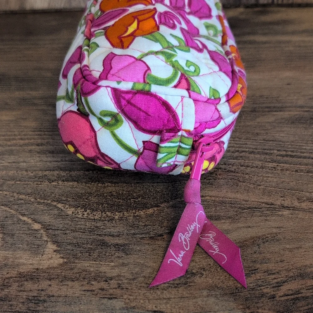 Vera Bradley Pink Tulip Cosmetic Case Makeup Bag Inside Mirror 4x8           M54